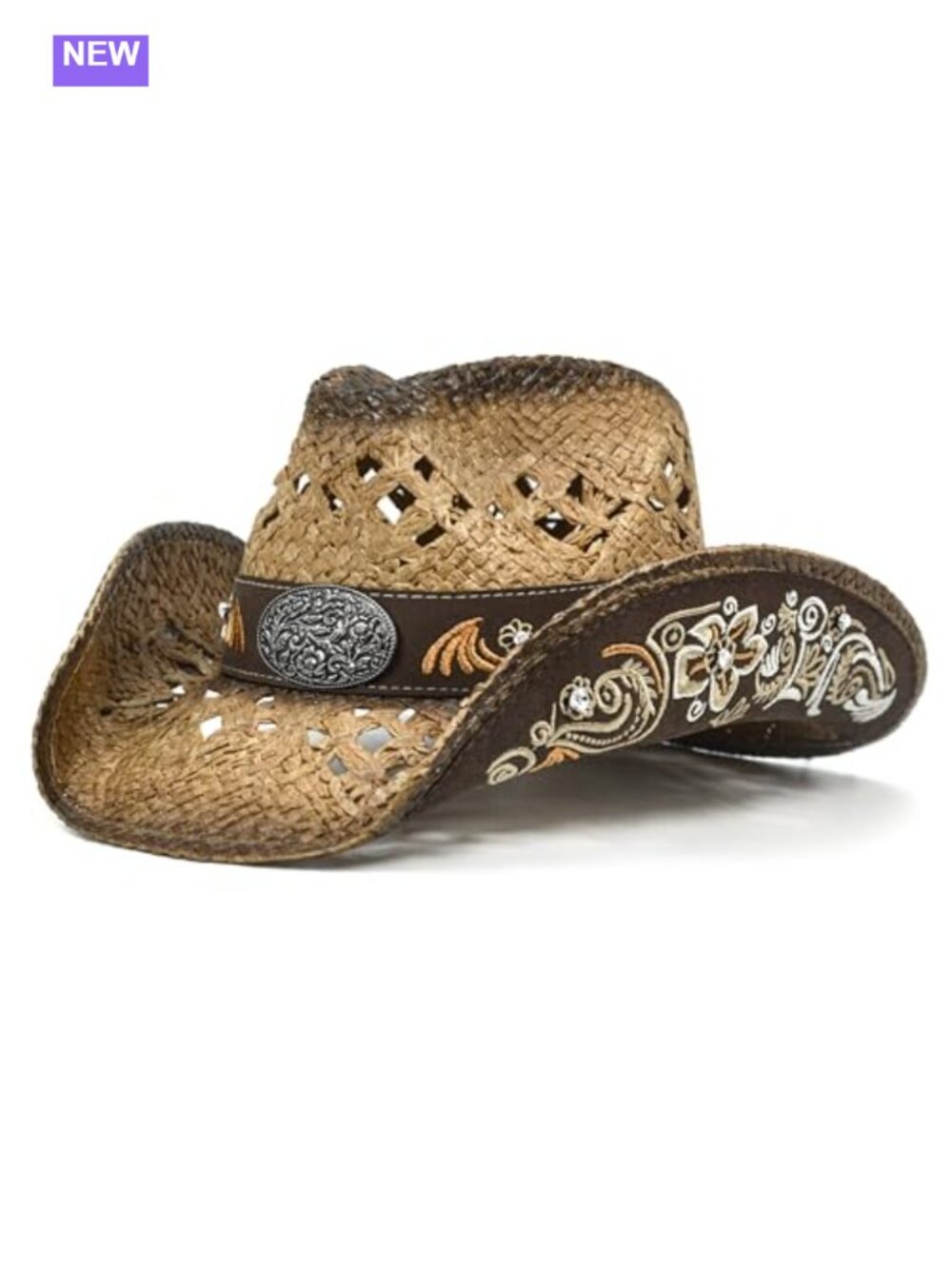 Handmade Straw Cowboy Hat Embroidered Western Hat